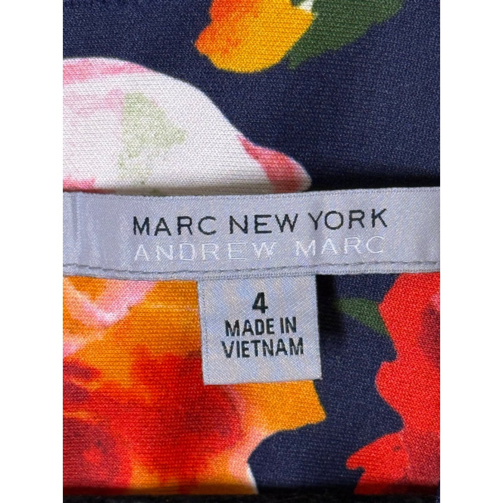 MARC NEW YORK ANDREW MARC Navy Floral Sheath Dress Size 4 - Picture 6 of 7
